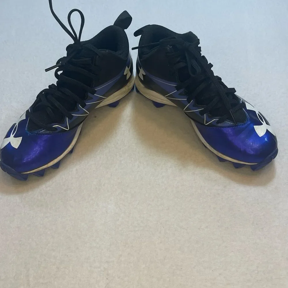 Under Armour Youth Soccer Cleats Blue Black Molded Studs Size 2.5Y